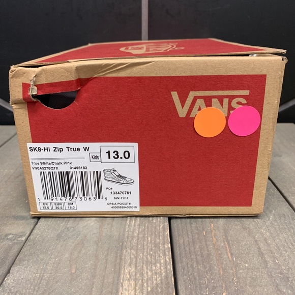 Kids Vans Sk8 Hi Zip White Pink Skate Sneakers - Picture 6 of 6